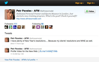 Preview of Petr's Twitter account